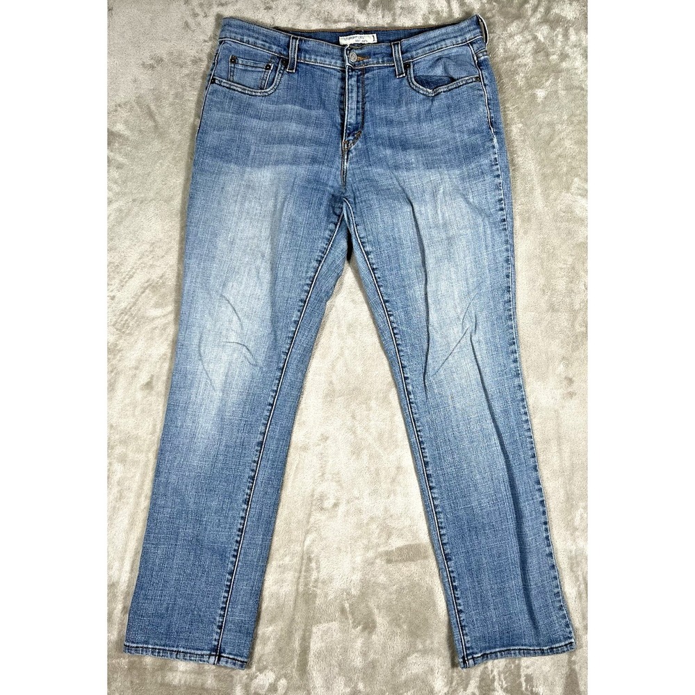 Levis 505 Jeans Y2K‎ Women 12 Blue Straight Leg Medium Wash Stretch whiskers